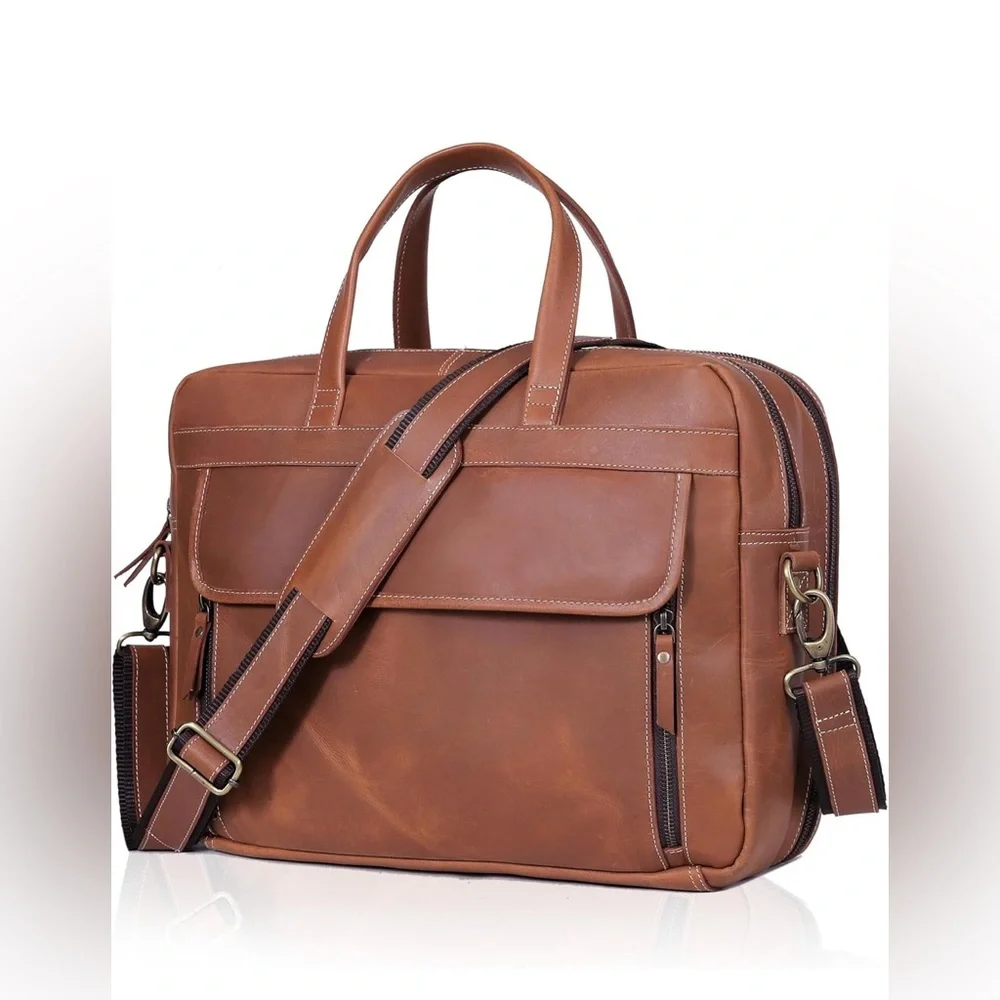 NWT HCL Briefcase Bag Full Grain Italian Leather,18